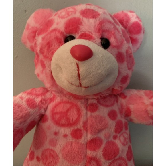 Teddy Mountain Pink Peace Sign Bear 16" Plush Musical Plays Twinkle Little Star - Picture 4 of 9